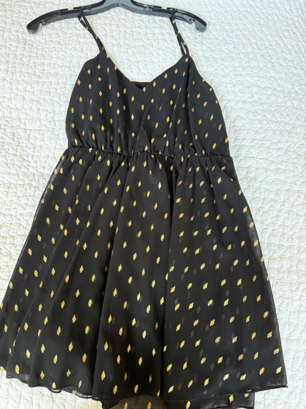 Commense Elegant Black Gold Dot High-Neck A-Line Dress - Picture 4 of 8